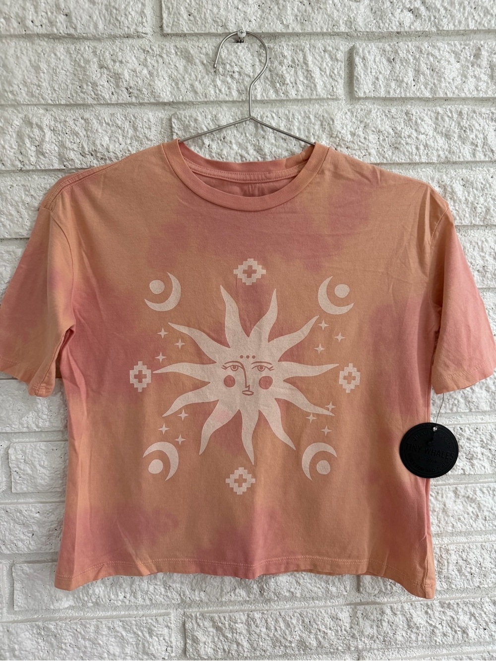 Tiny Whales Kids Pink Tie-Dye Sun and Moon Graphic Short Sleeve Tee